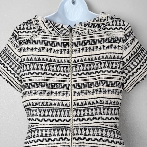 NWT Banana Republic striped jacquard woven fringe fit and flare dress 8 - Picture 9 of 12